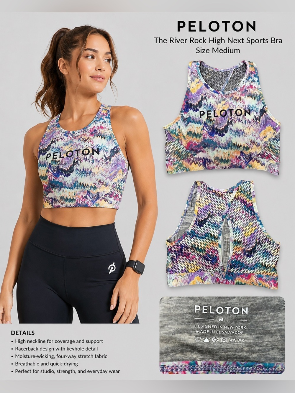 Peloton River Rock High Next Sports Bra Size Medium